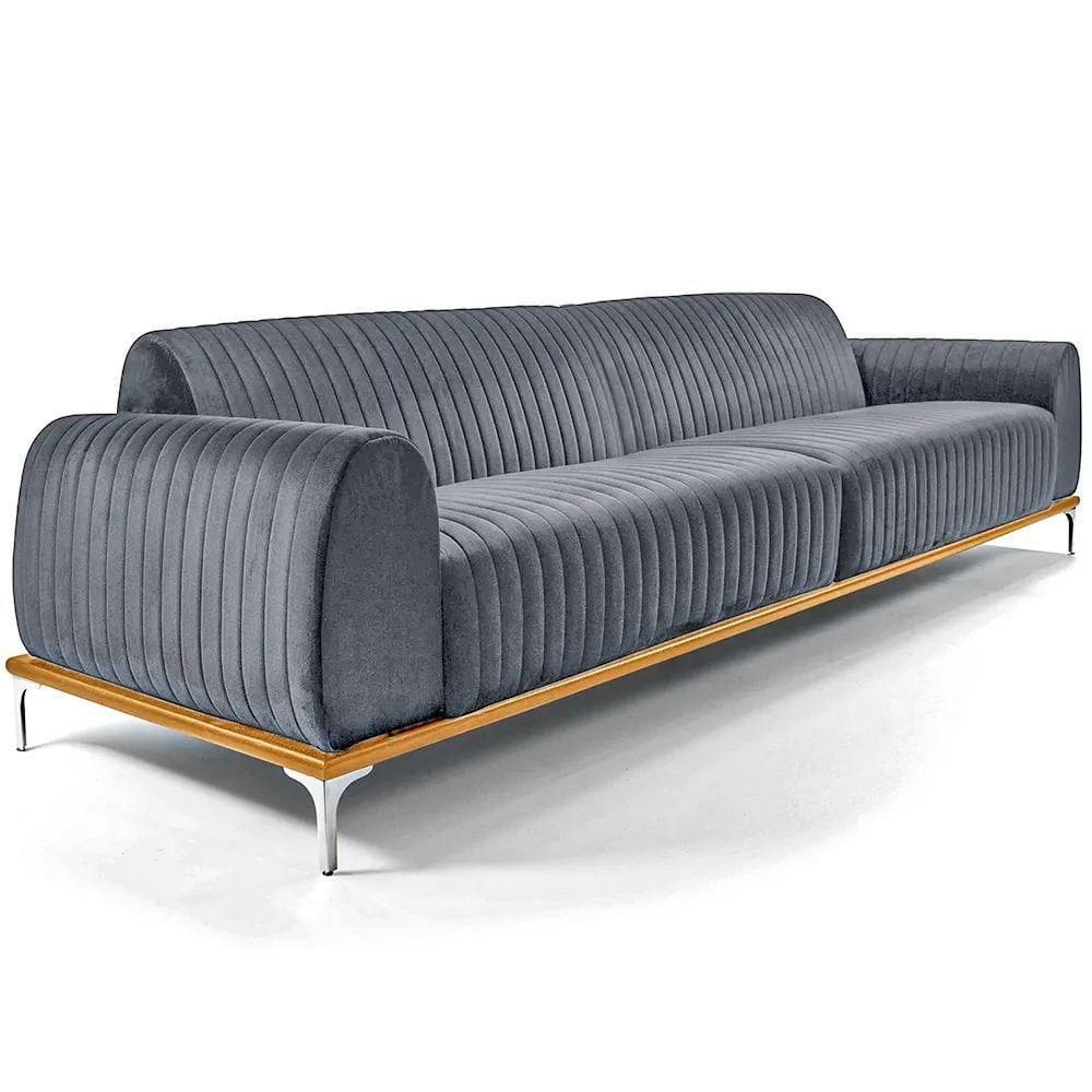 Sofá Molino 3 Lugares 210cm Pés Alumínio Veludo Titânio - Nexta Casa