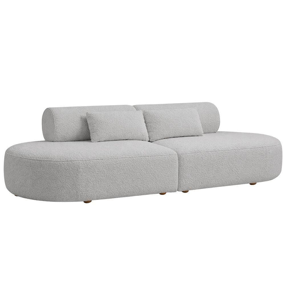 Sofá Orgânico Horizonte 4 Lugares 230cm Bouclé Cinza Claro - Nexta Casa