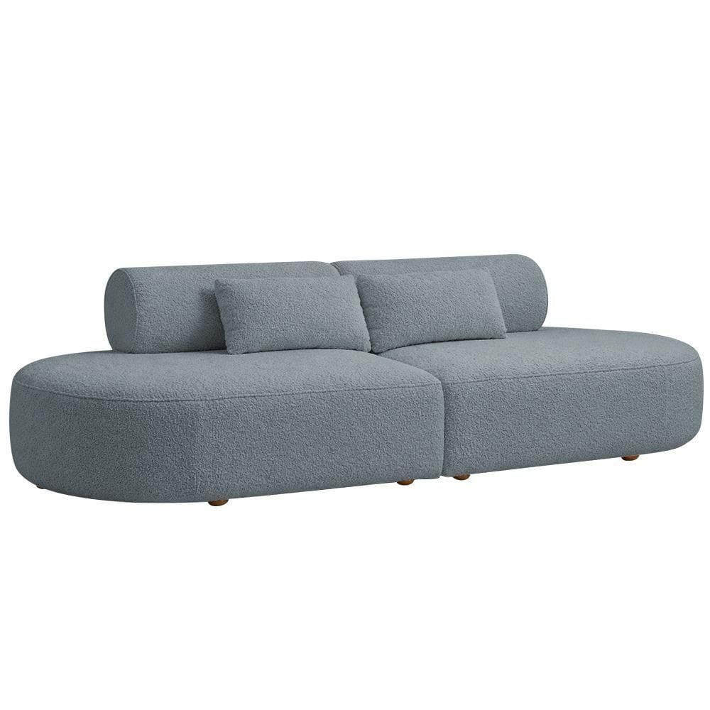 Sofá Orgânico Horizonte 4 Lugares 230cm Bouclé Azul Claro - Nexta Casa