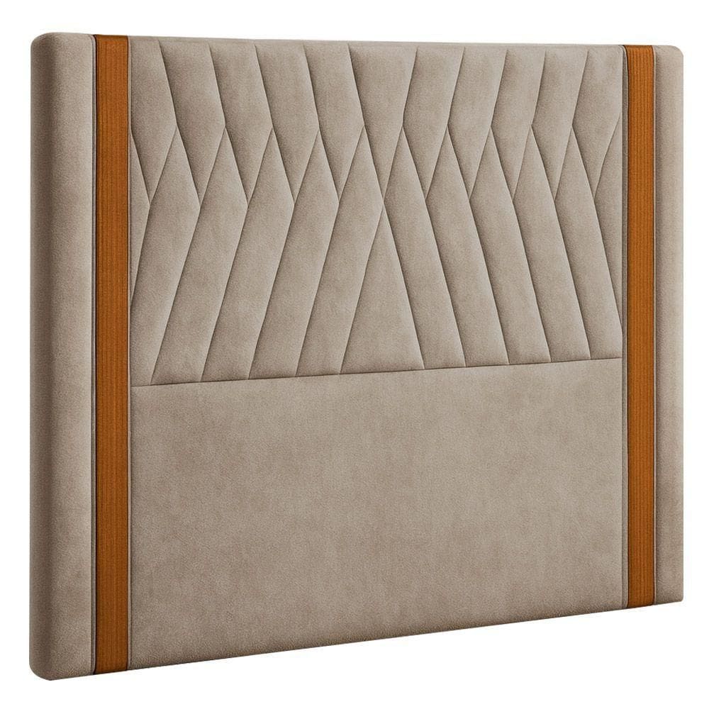 Cabeceira Cama Box Casal Queen 160 Cm Mali Veludo Bege - Nexta Casa