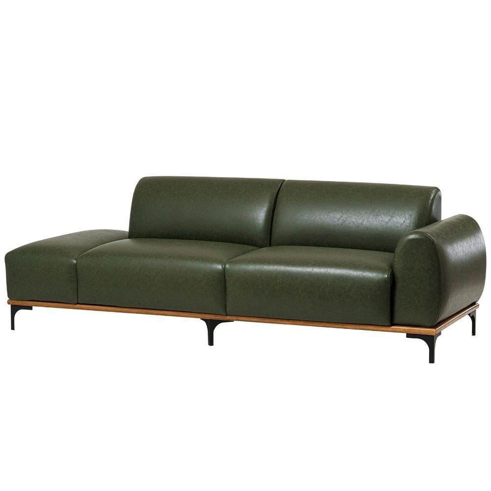 Sofá Living Unne 3 Lugares 210cm Terminal Dir. Corano Sintético Verde - Nexta Casa