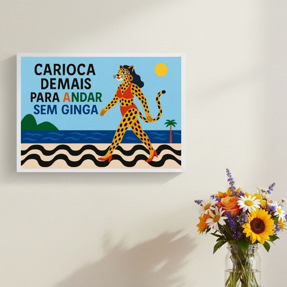 Quadro Carioca Demais Andar Sem Ginga 24x18cm Mold Preta