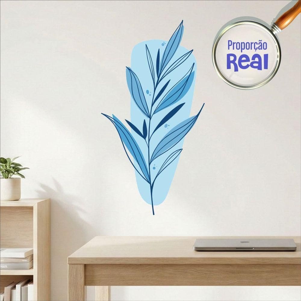 Adesivo Floral Boho Azul Estilo Nórdico 47x90 Minimalista Mod.03