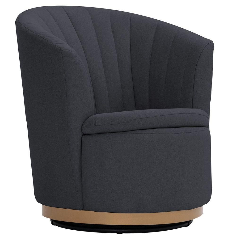 Poltrona Giratória Ouro Fosco évora Bouclé Cinza Azulado - Nexta Casa