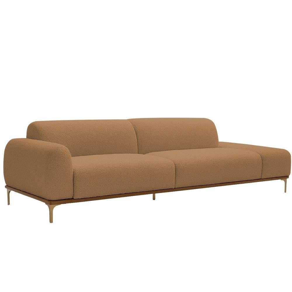 Sofá Living Unne 3 Lugares 210cm Terminal Esquerdo Bouclé Terracota - Nexta Casa Cor Terracota