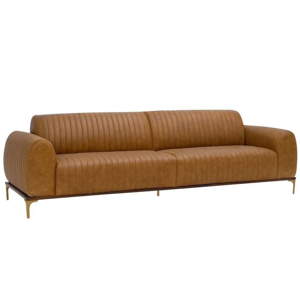 Sofá Molino 3 Lugares 210cm Pés Ouro Fosco Corano Caramelo - Nexta Casa Cor Caramelo