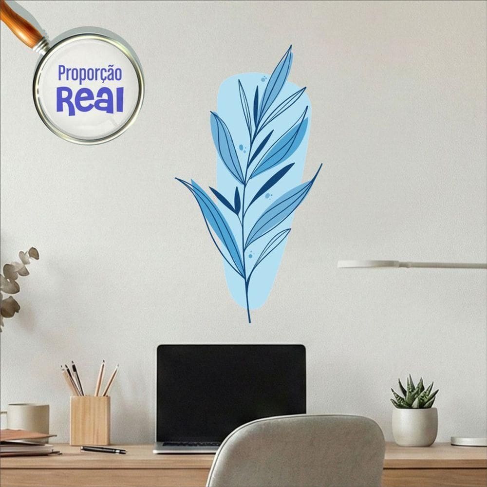 Adesivo Floral Boho Azul Estilo Nórdico 31x60 Minimalista Mod.03