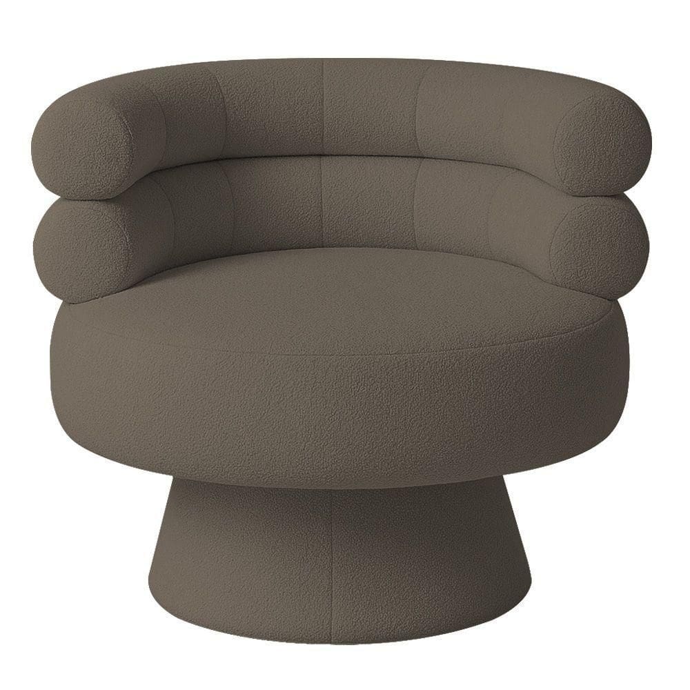 Poltrona Orgânica Mabel Base Giratória Bouclé Marrom - Nexta Casa