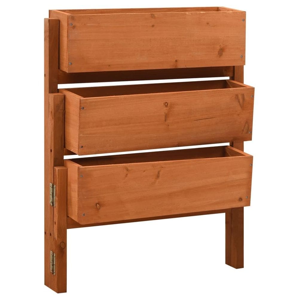 Vaso de Jardim Dobrável vidaXL em Madeira Maciça de Abeto com Acabamento Laranja