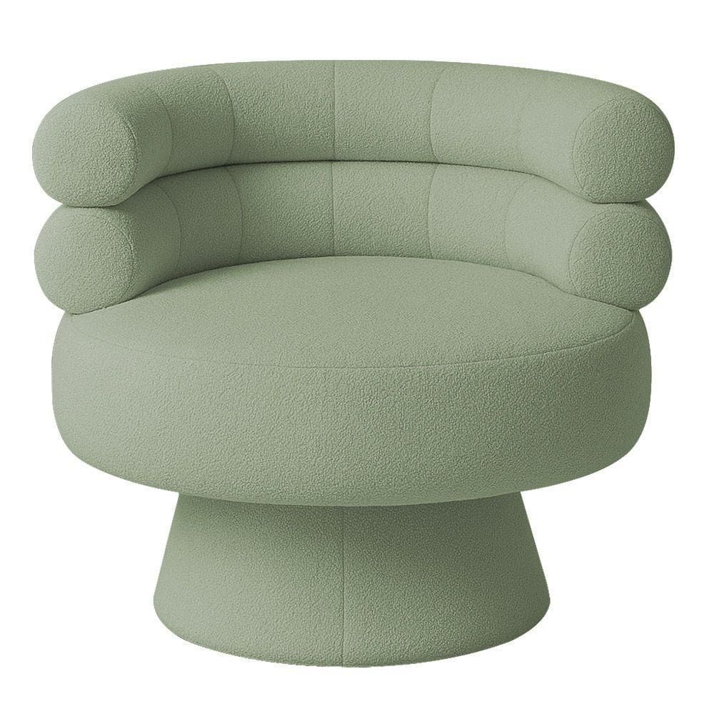 Poltrona Orgânica Mabel Base Fixa Bouclé Verde Claro - Nexta Casa