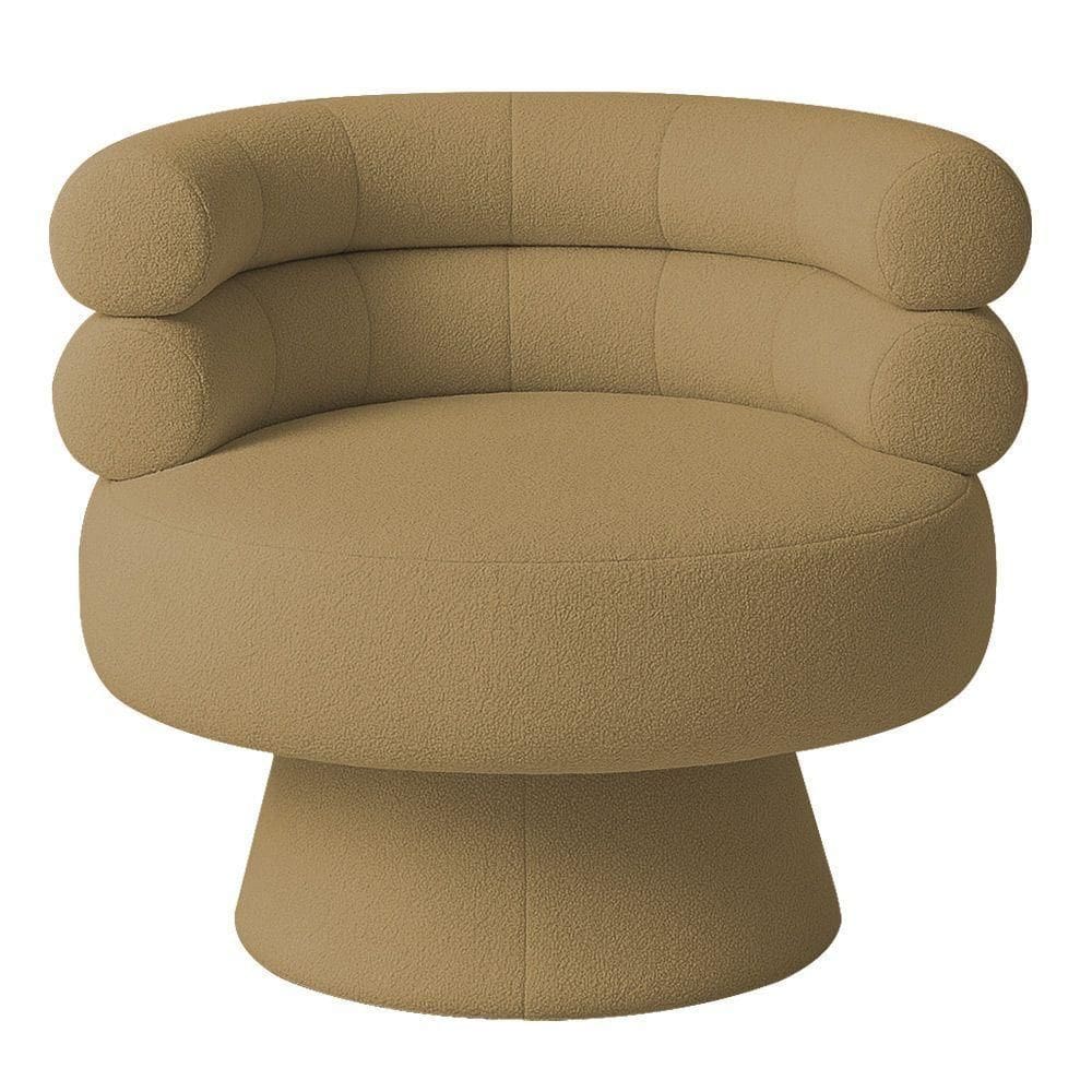 Poltrona Orgânica Mabel Base Giratória Bouclé Camel - Nexta Casa