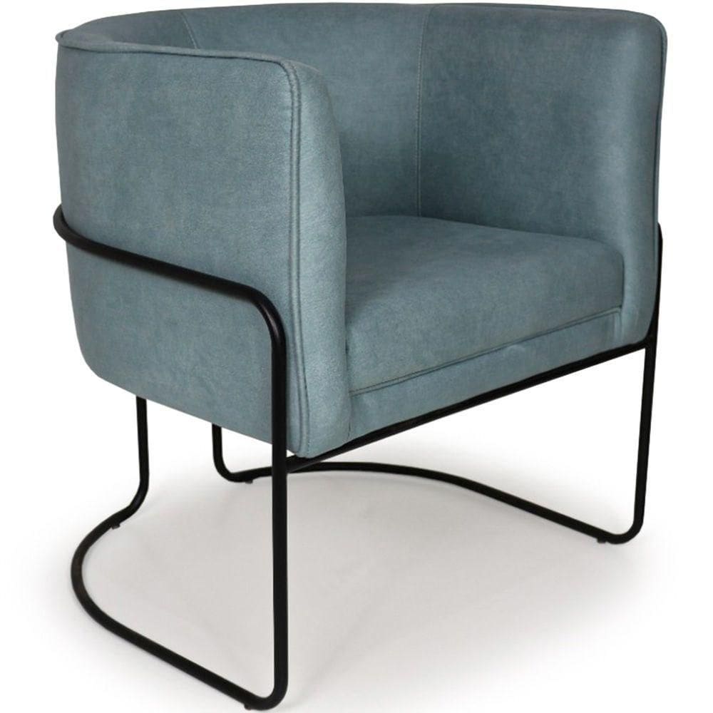 Poltrona Para Sala Betina Base Preto Suede Camurça Azul Caribe - Nexta Casa