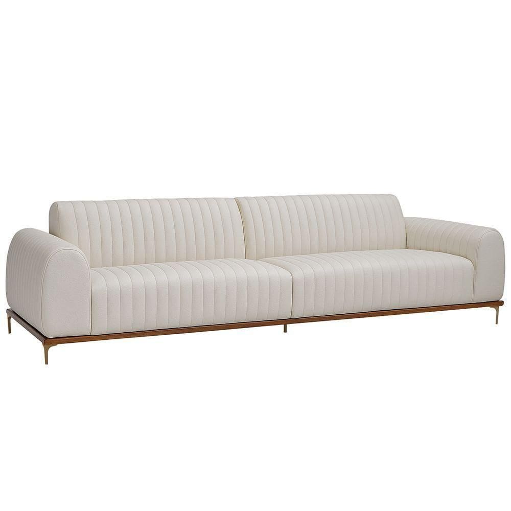 Sofá Molino 3 Lugares 210cm Pés Ouro Fosco Corano Off White - Nexta Casa Cor Off White