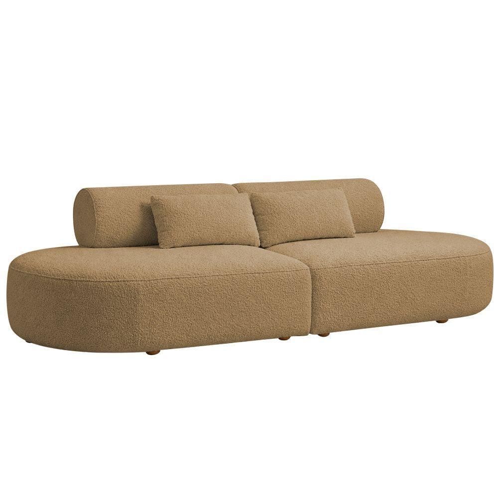 Sofá Orgânico Horizonte 4 Lugares 230cm Bouclé Camel - Nexta Casa