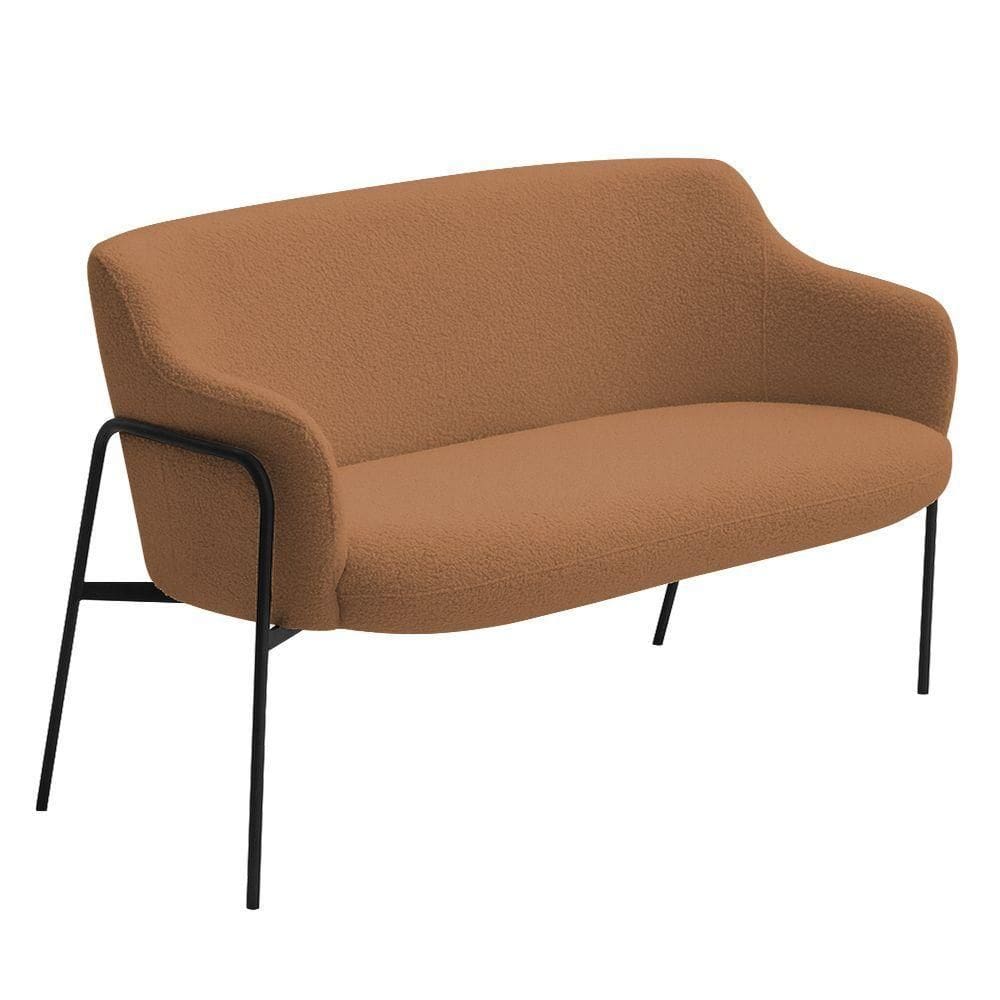 Sofá Namoradeira 02 Lugares 130cm Jade Base Preto Bouclé Terracota - Nexta Casa