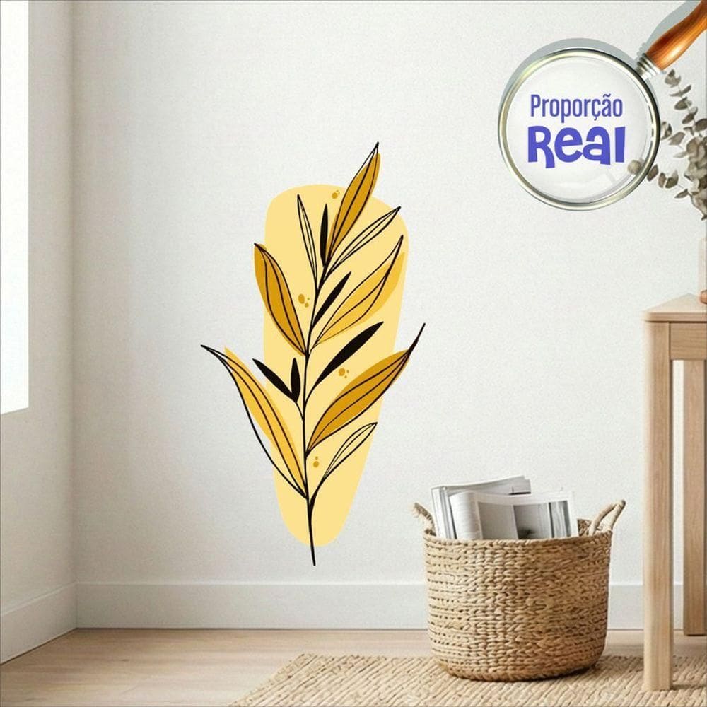 Adesivo Floral Boho Amarelo Estilo Nórdico 47x90 Minimalista Mod.03