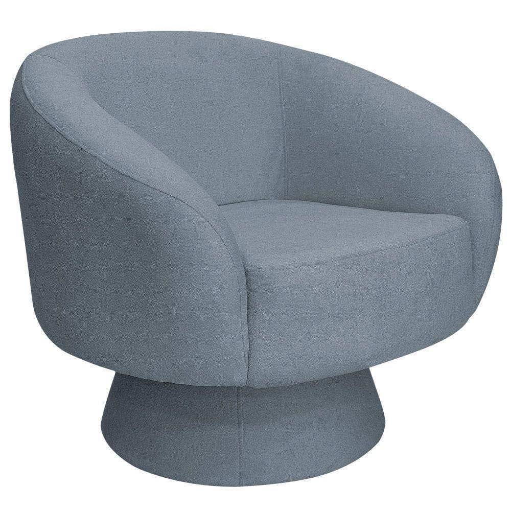 Poltrona Decorativa Liz Base Fixa Bouclé Azul Claro - Nexta Casa