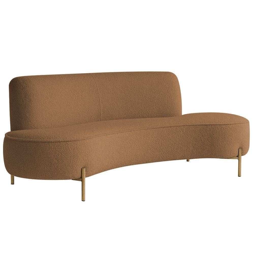 Sofá Orgânico 2 Lugares 150cm Argos Pés Ouro Fosco Bouclé Terracota - Nexta Casa