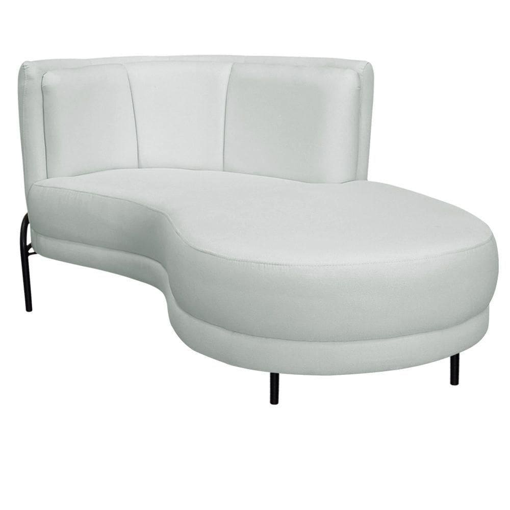 Sofá Chaise Direito Base Preto Penélope Poliéster Verde Menta Claro - Nexta Casa