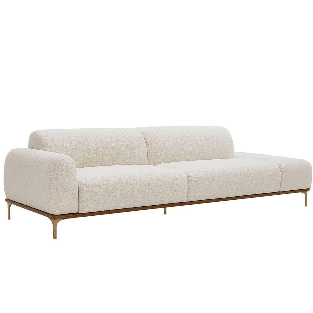 Sofá Living Unne 3 Lugares 210cm Terminal Esquerdo Bouclé Off White - Nexta Casa Cor Off White