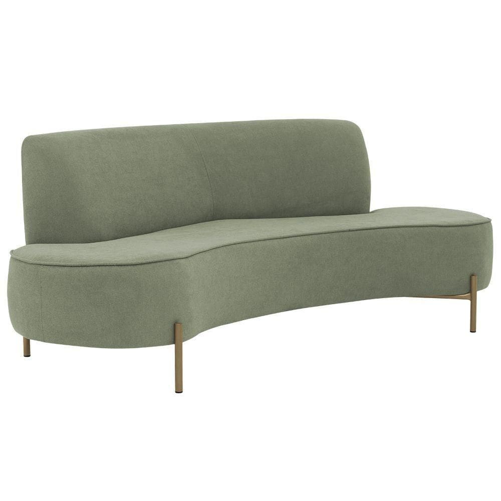 Sofá Orgânico 2 Lugares 150cm Argos Pés Ouro Fosco Linho Verde - Nexta Casa