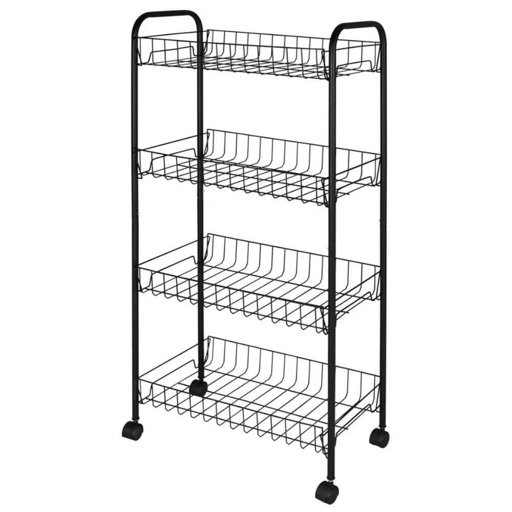 Fruteira 4 Andares Preta com Rodas MOR