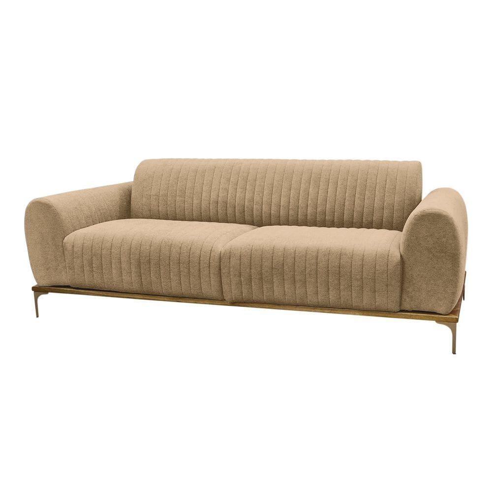 Sofá Molino 2 Lugares 180cm Pés Ouro Fosco Bouclé Camel - Nexta Casa