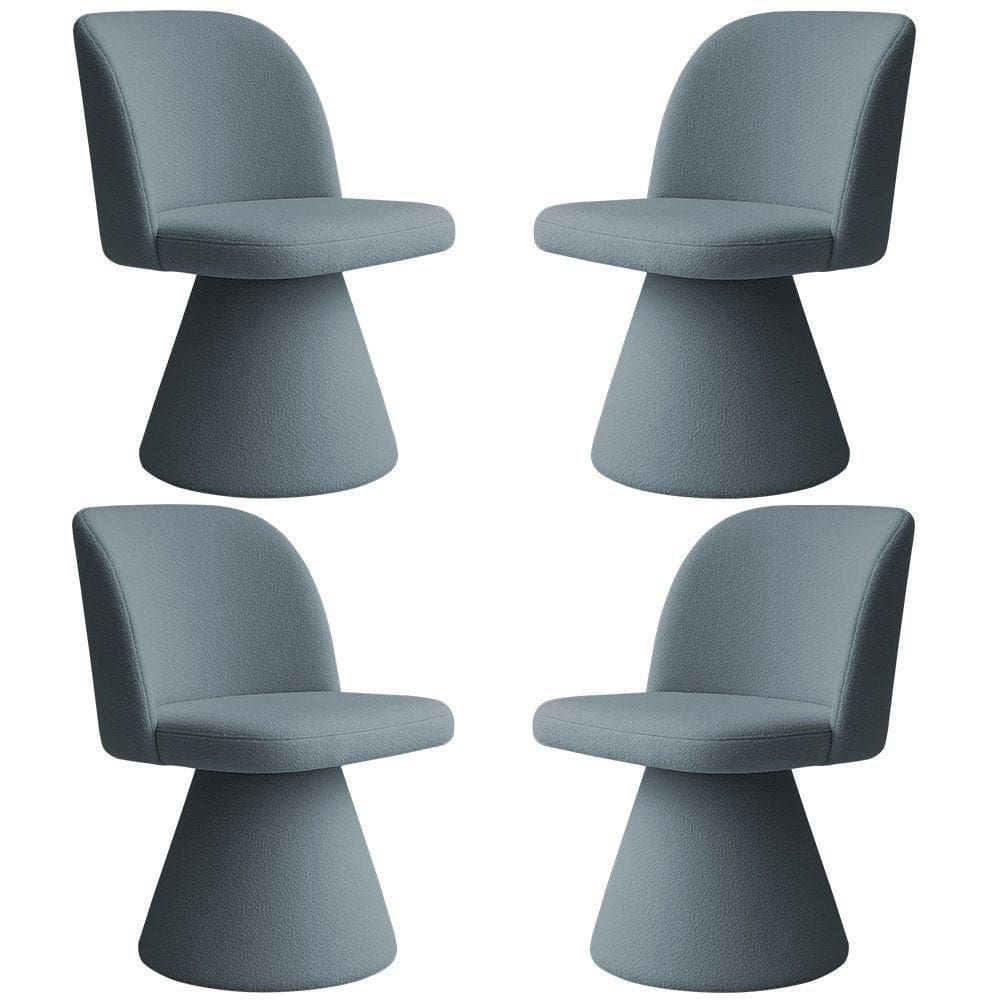 Kit 04 Cadeiras De Jantar Base Fixa Liz Bouclé Azul Claro - Nexta Casa