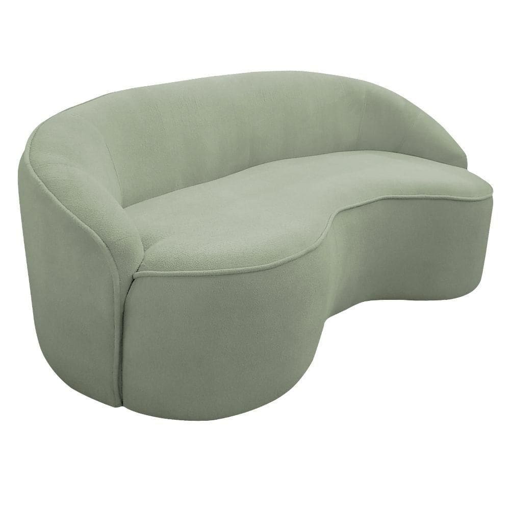 Sofá Curvo Montserrat 230cm 04 Lugares Bouclé Verde Claro - Nexta Casa