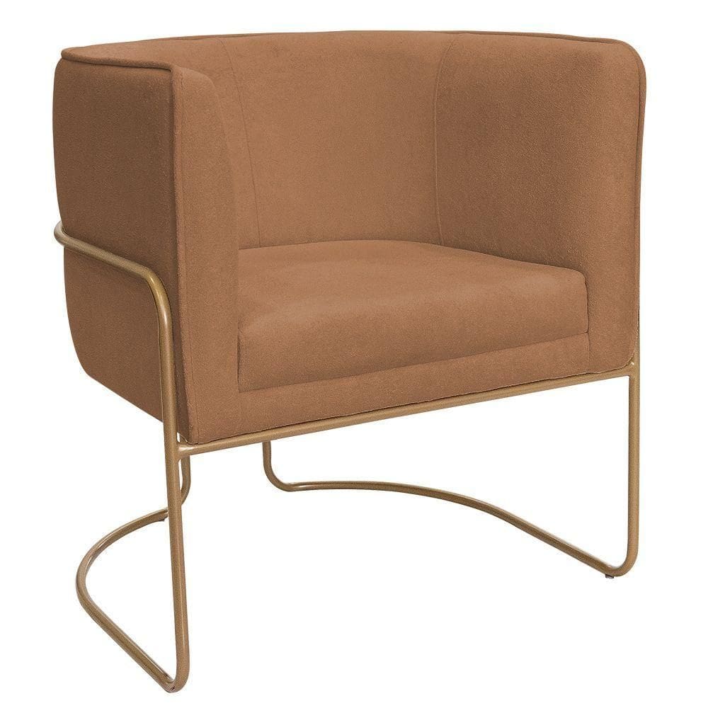 Poltrona Decorativa Betina Base Aço Ouro Fosco Bouclé Terracota - Nexta Casa