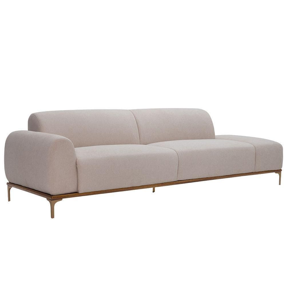 Sofá Living Unne 3 Lugares 210cm Terminal Esquerdo Velusoft Bege - Nexta Casa Cor Bege