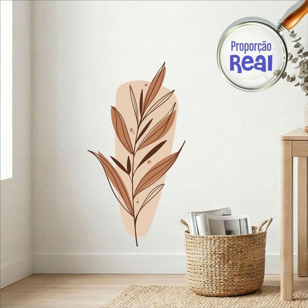 Adesivo Floral Boho Marrom Estilo Nórdico 47x90 Minimalista Mod.03