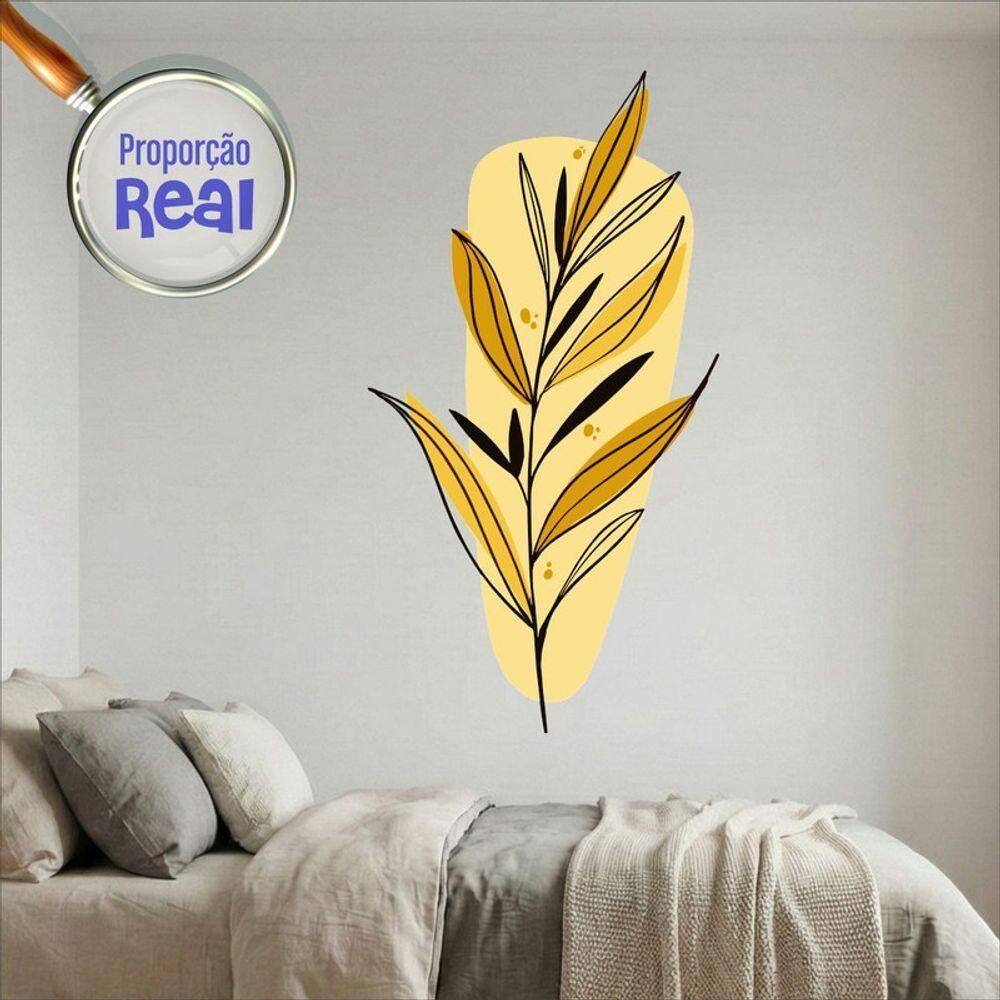 Adesivo Floral Boho Amarelo Estilo Nórdico 79x150 Minimalista Mod.03