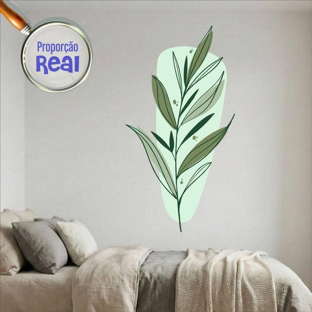 Adesivo Floral Boho Verde Estilo Nórdico 79x150 Minimalista Mod.03