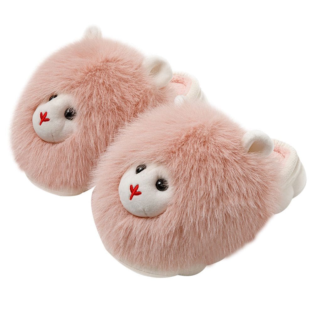 Chinelos Alpaca Plush Cartoon Winter House Fluffy Cute
