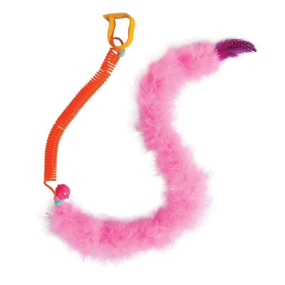 Brinquedo Gato Interativo Featherlite Springy Jw Com Penas Coloridas E Catnip