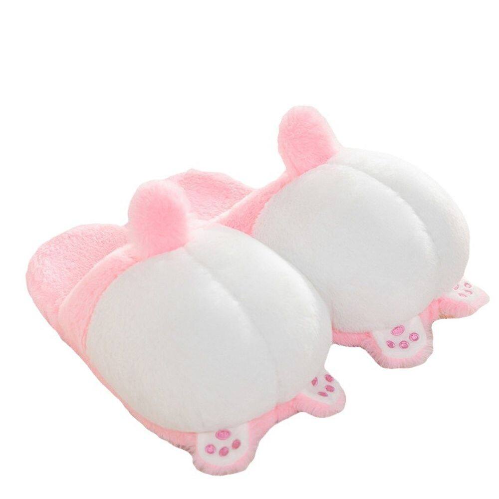 Chinelos, fofos, desenhos animados, corgi, bunda, pelúcia, sapatos quentes de inverno