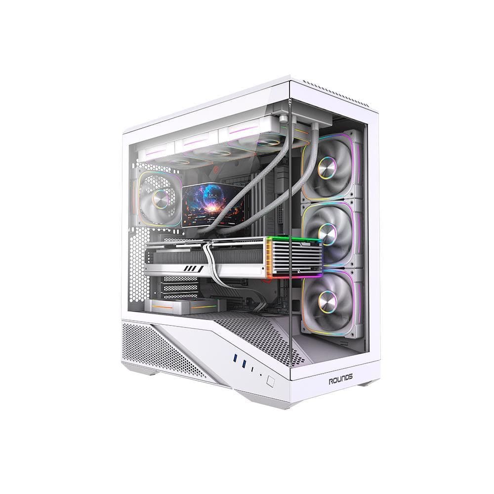 Gabinete Gamer Round5 Icebox Mid Tower Atx Com Fans Branco