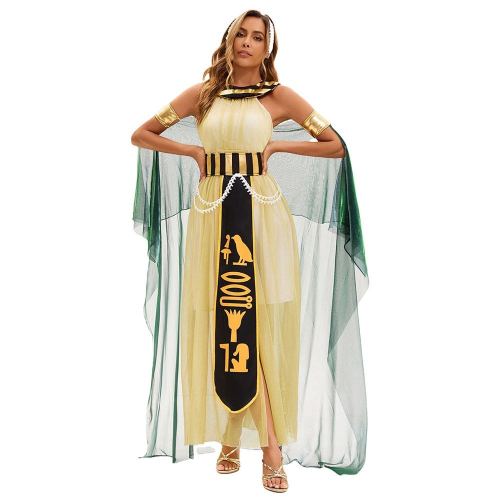 Traje de cosplay, faraó egípcio, rainha, deusa grega, mulher
