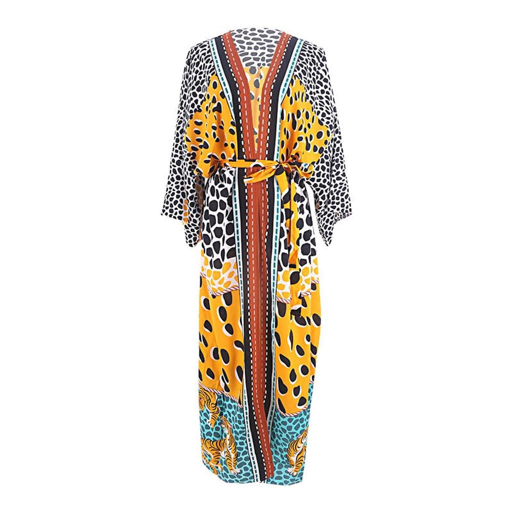 Casaco de praia com estampa colorida, roupa de banho folgada