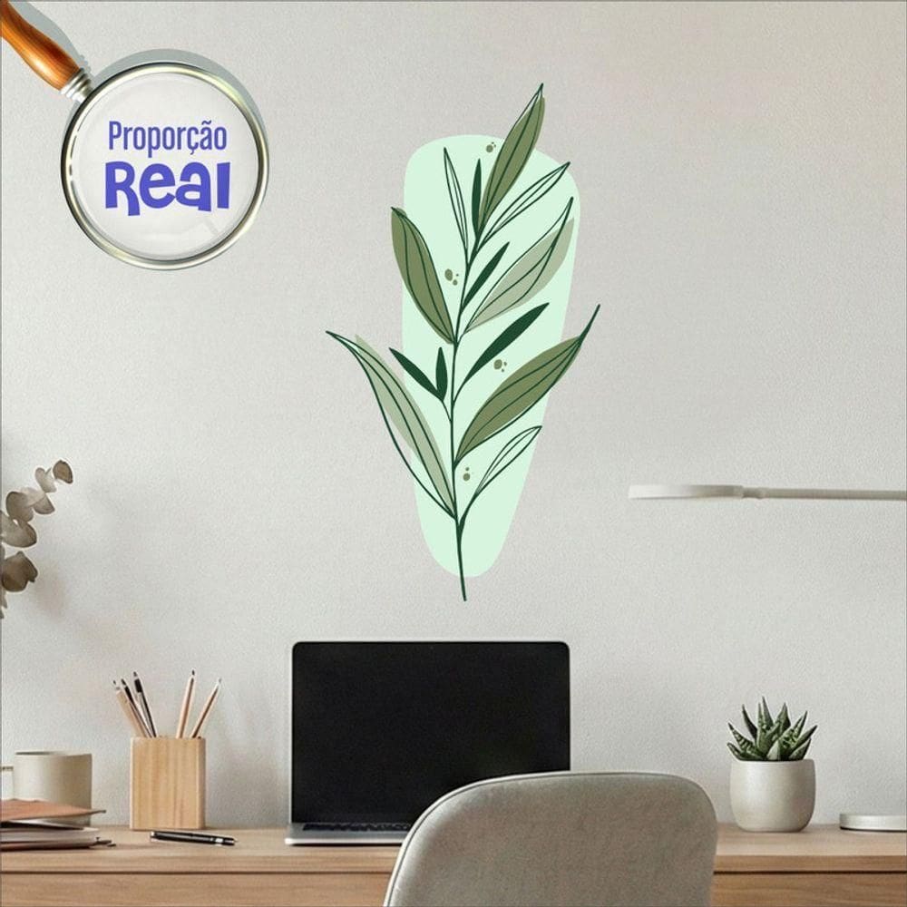 Adesivo Floral Boho Verde Estilo Nórdico 31x60 Minimalista Mod.03
