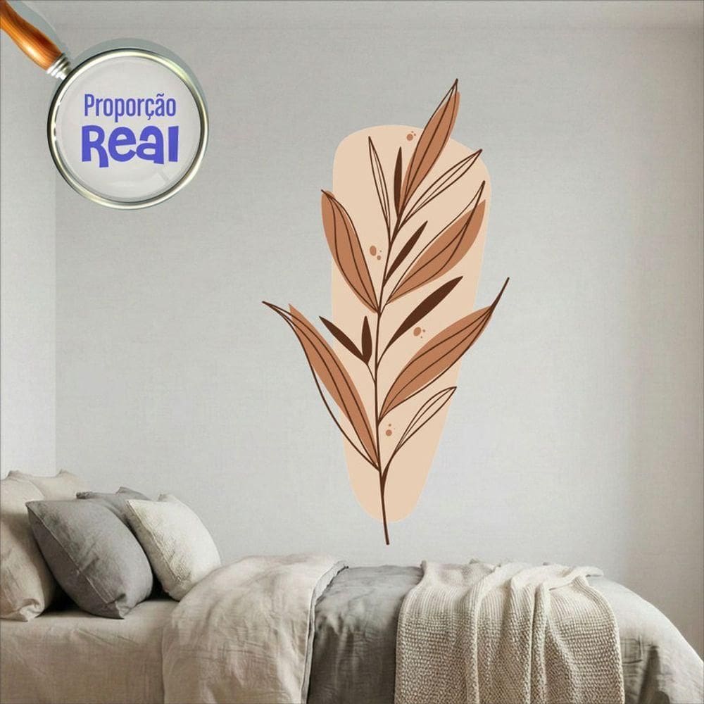 Adesivo Floral Boho Marrom Estilo Nórdico 79x150 Minimalista Mod.03