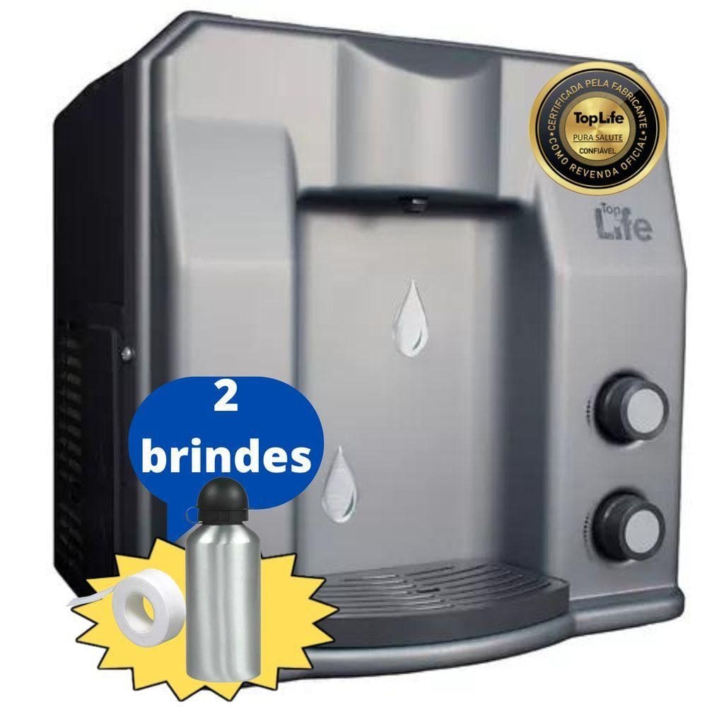 Purificador Super água Alcalina Ionizada Gelada Ph 9,5 Redox-pral Negativo Flex He- Top Life` Prata 110V