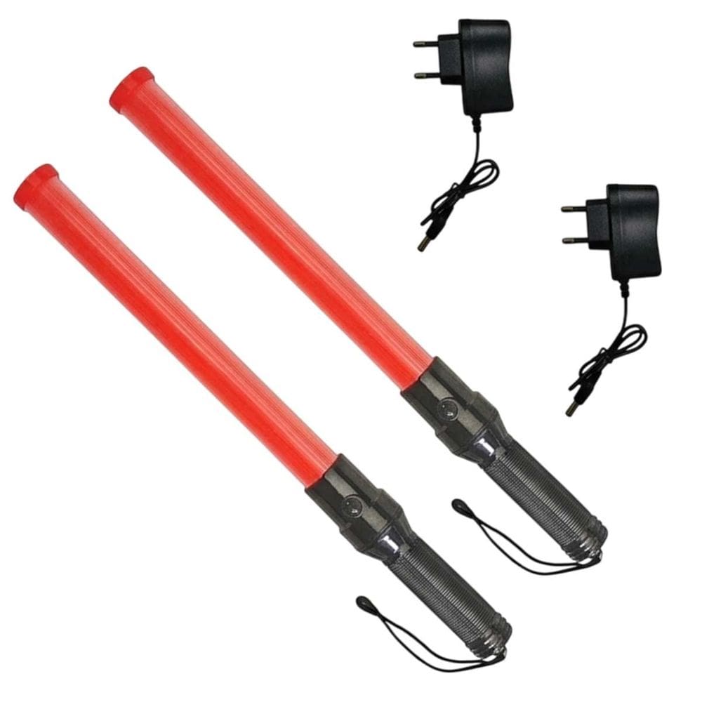 Bastao Sinalizador Recarregavel Kit 2 Uni Transito Fiscal Engarrafamento Obra Seguranca Flanelinha Guarda Obra