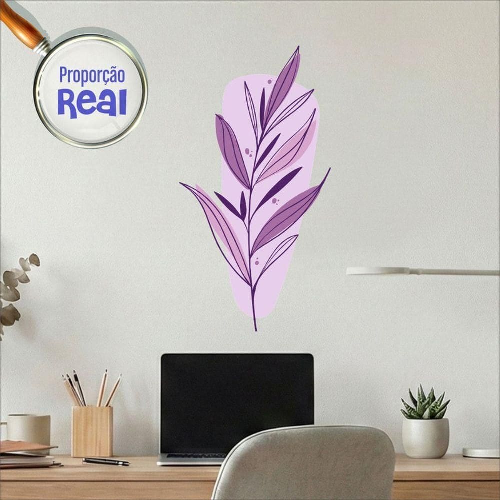 Adesivo Floral Boho Roxo Estilo Nórdico 31x60 Minimalista Mod.03