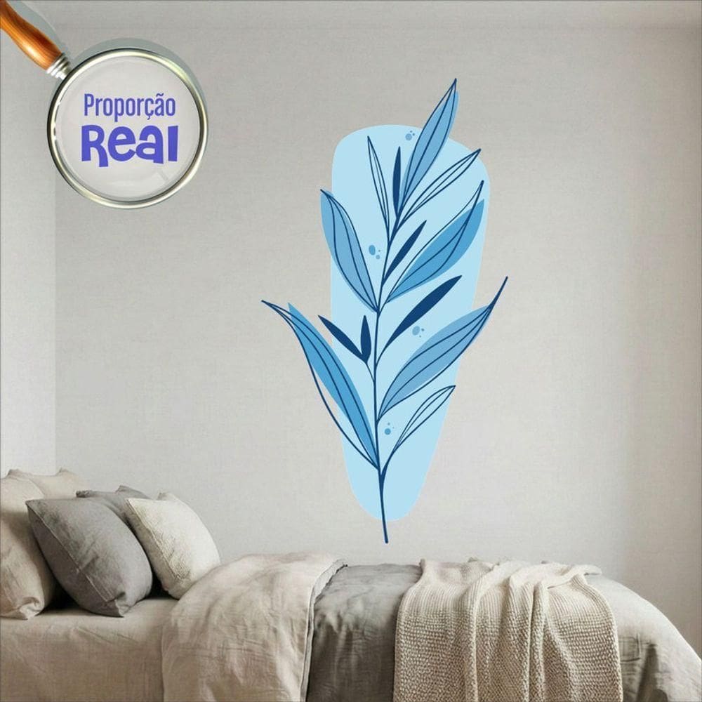 Adesivo Floral Boho Azul Estilo Nórdico 79x150 Minimalista Mod.03