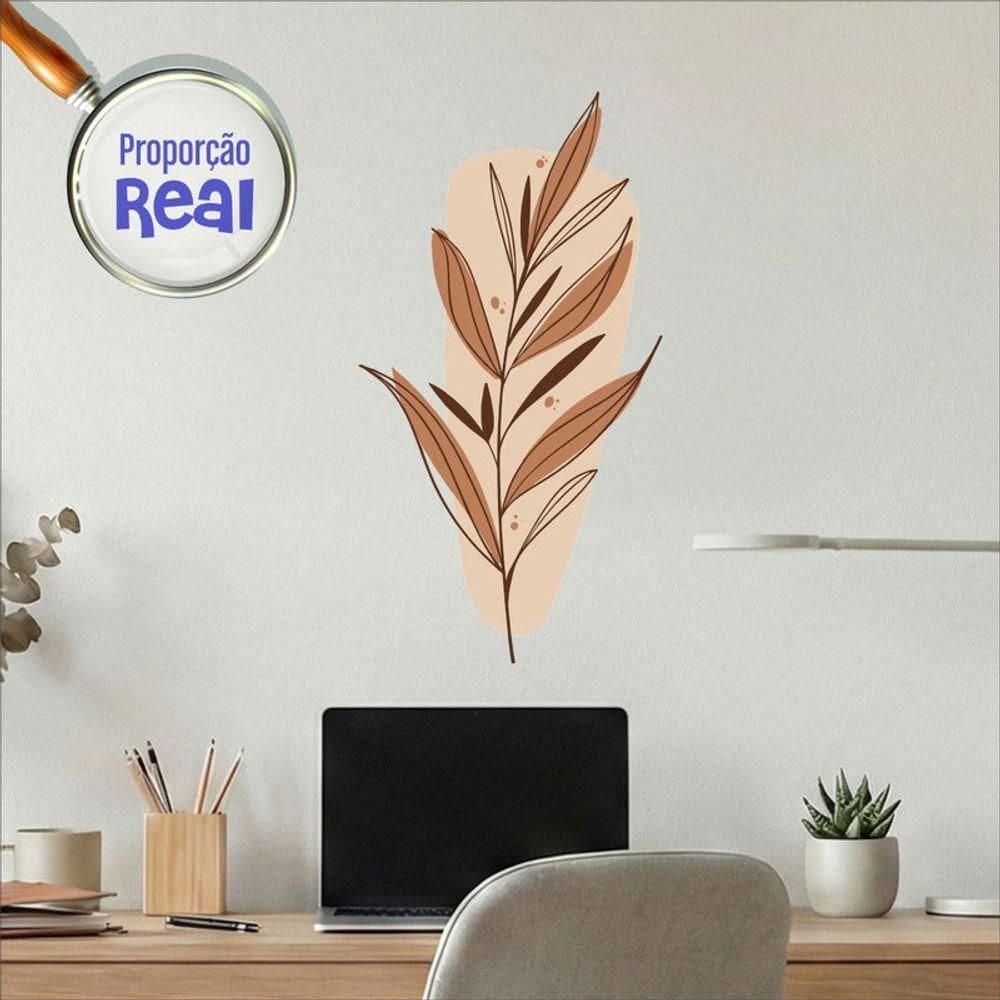 Adesivo Floral Boho Marrom Estilo Nórdico 31x60 Minimalista Mod.03