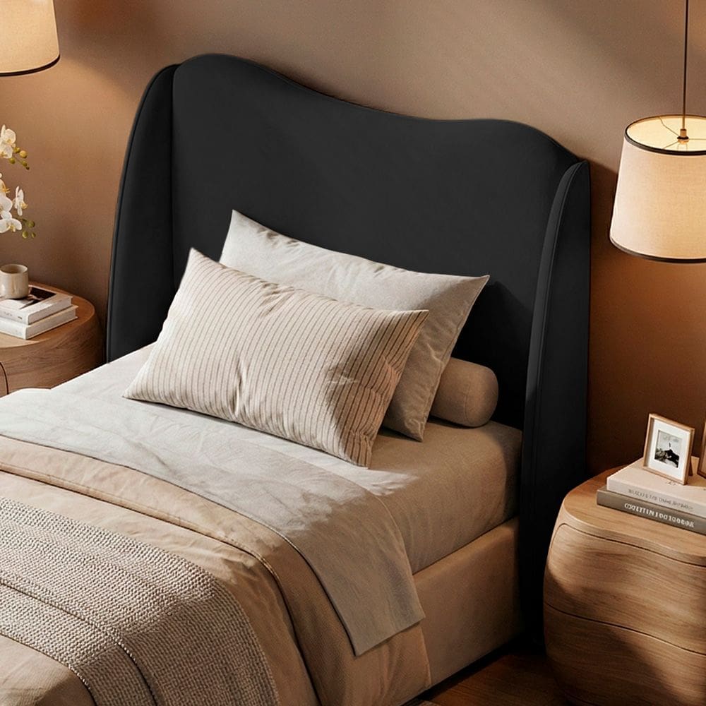 Cabeceira Orgânica Para Cama Box Viúva Luma 120cm Bouclê Preto - Desk Design