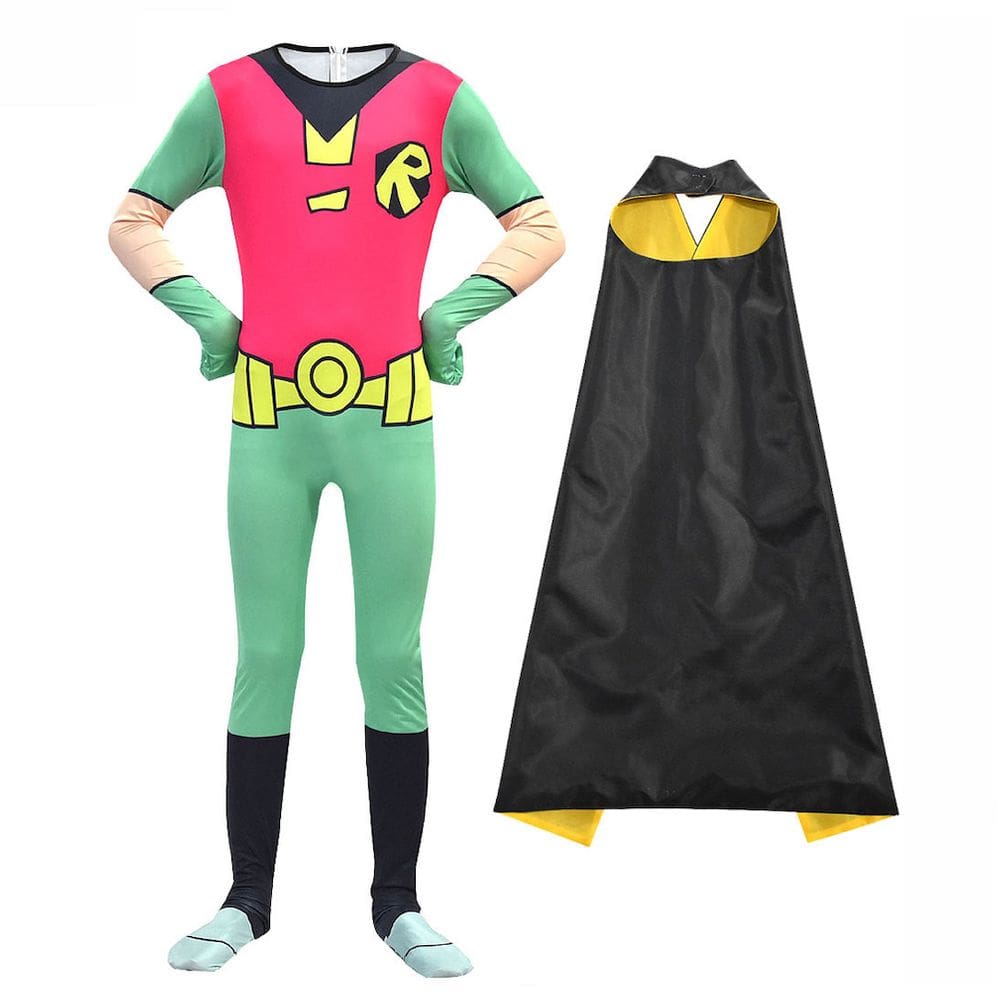 Traje de cosplay Teens Titans com capa e roupa de cosplay