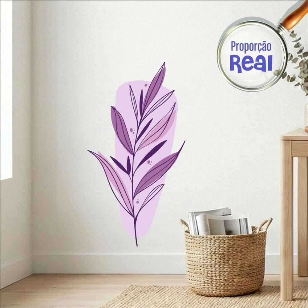 Adesivo Floral Boho Roxo Estilo Nórdico 47x90 Minimalista Mod.03